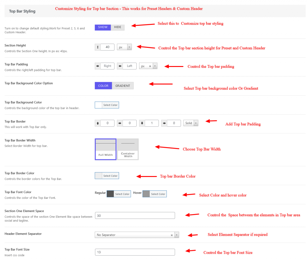 Header Styling – Apressthemes Doc